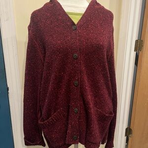 Woolrich Maroon Button-Up Cardigan